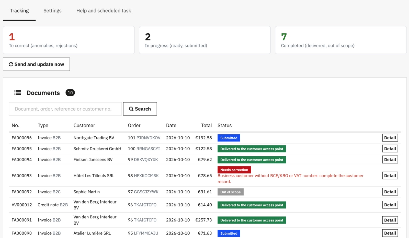 Invoice tracking in the PrestaShop back office